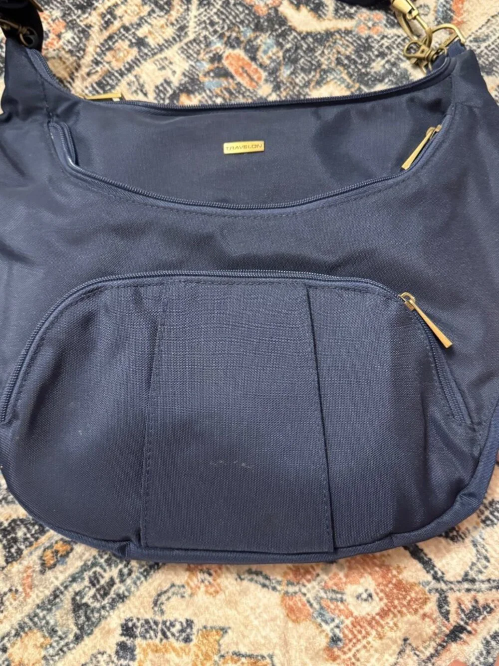 Travelon Navy Blue Anti-Theft Crossbody Bag Shoulder Purse
